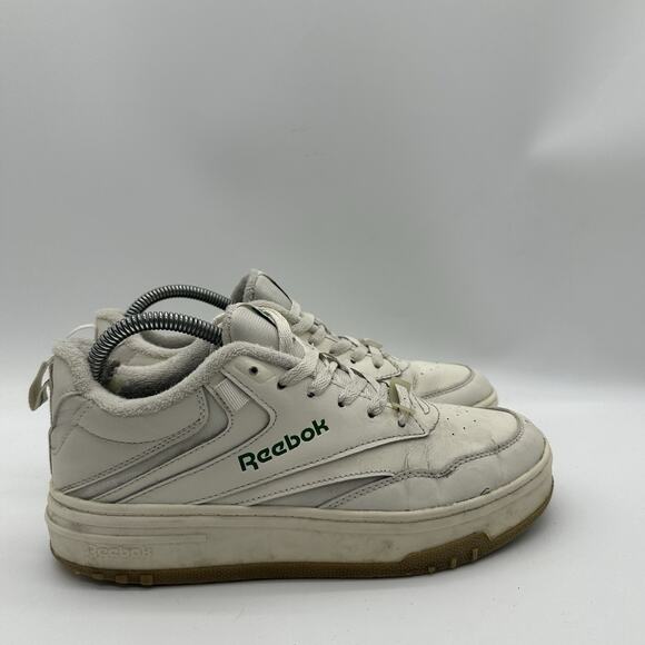 Women Size 8.5 Reebok Club C Platform Extra Chalk Glen/Green Leather Casual Shoe - Picture 1 of 10